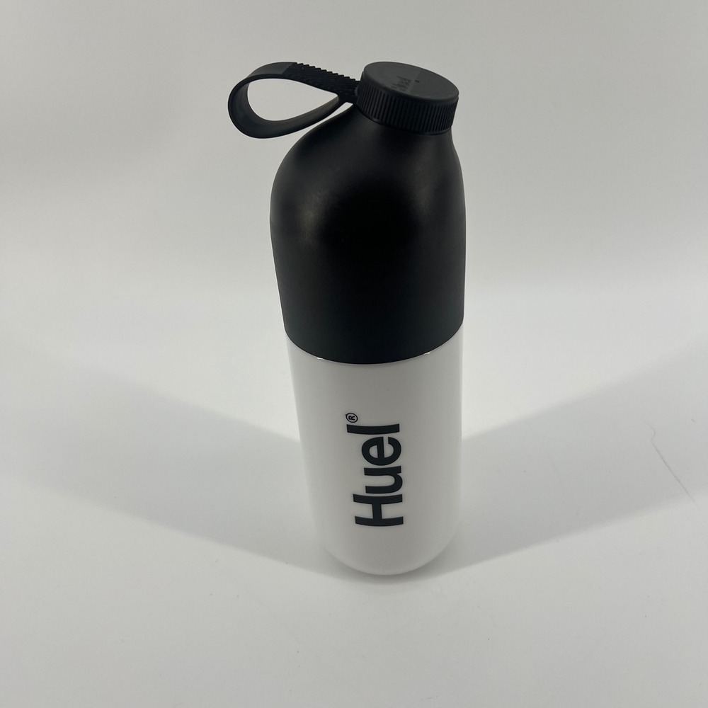 Huel Shaker Bottle White Black Minimalist Tritan Protein Meal Replacement Mixer